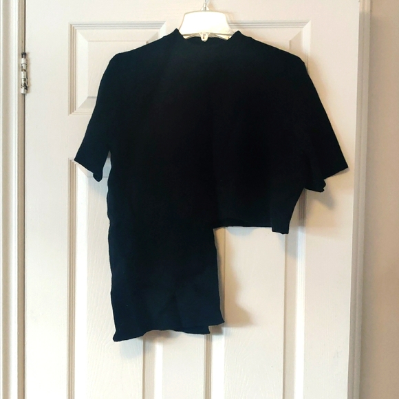 Cropped high low black asymmetric sweater - Picture 1 of 4